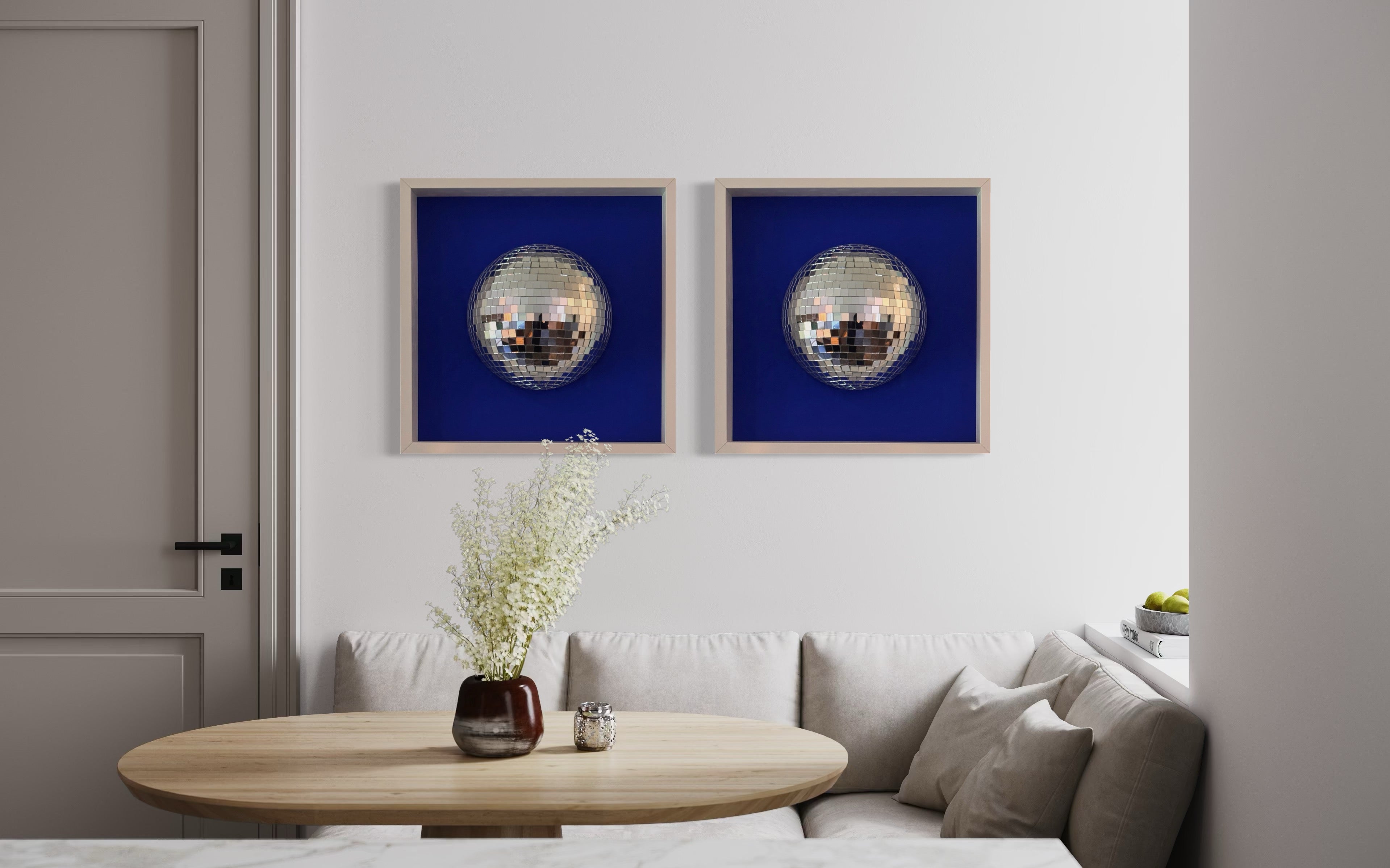Disco Ball Silver 35x35 Blue